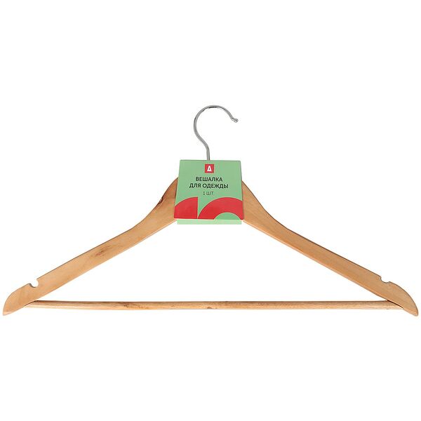 Вешалка для одежды, 44.5 см, деревянная с перекладиной, лакированная