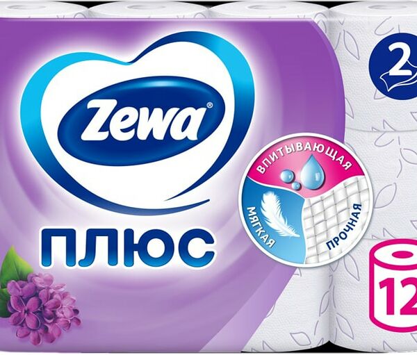 Туалетная бумага Zewa Сирень 12 рулонов 2 слоя