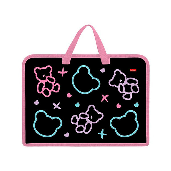 Папка для тетрадей пластик А4ф Hatber -Мой мишка 1 отд с ручк 245х340х35мм на молнии   в индив упак AMn_07064 Папка