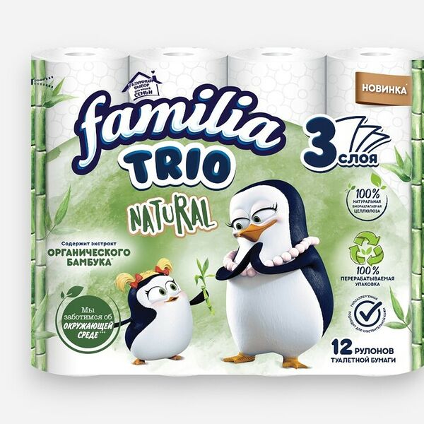 Туалетная бумага Familia Trio 12 рулонов 3 слоя