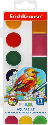 

Краски акварельные ErichKrause ArtBerry Pearl с УФ защитой яркости 11 цветов