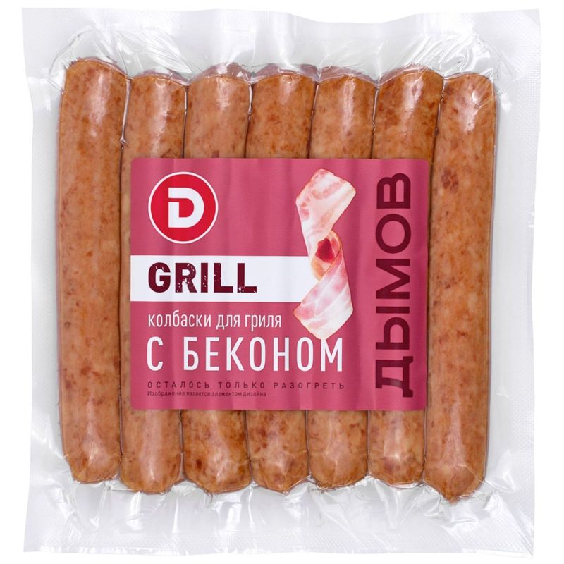 

Колбаски полукопченые Дымов Grill с беконом 500 г