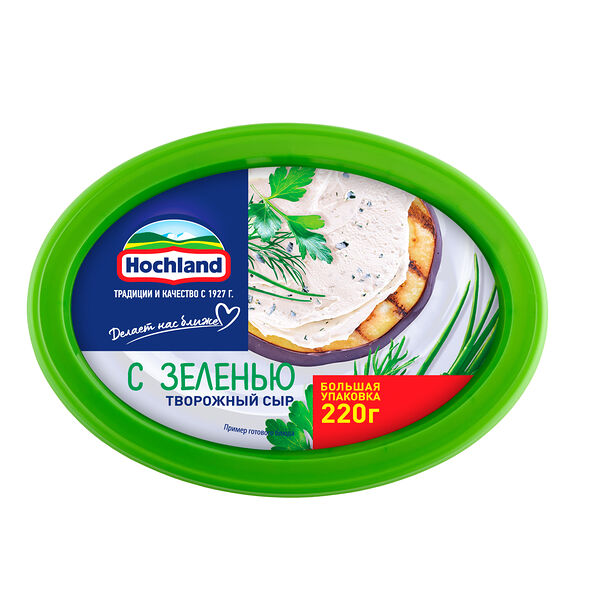 Сыр творожный Hochland с зеленью 60%, 220 г
