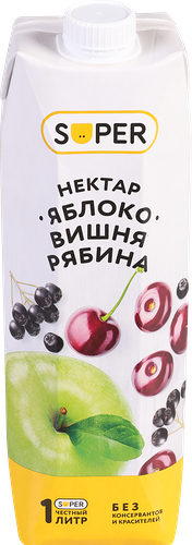 Нектар Super Яблоко, вишня, рябина, 1 л