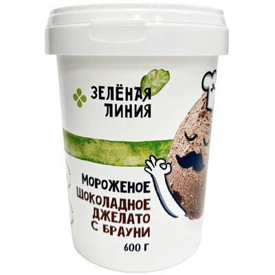 Мороженое Зелёная Линия Шоколадное Джелато с Брауни молочное 4.5% 600 г