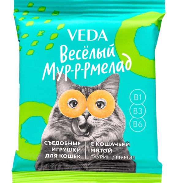 Лакомство для кошек Veda Веселый мур-р-рмелад с кошачьей мятой 6 г