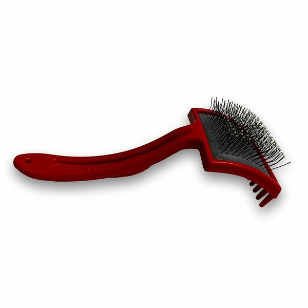 Пуходерка Зооник пластиковая большая красная с каплей для животных