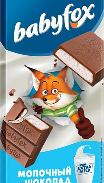Шоколад молочный Babyfox с молочной начинкой 90г