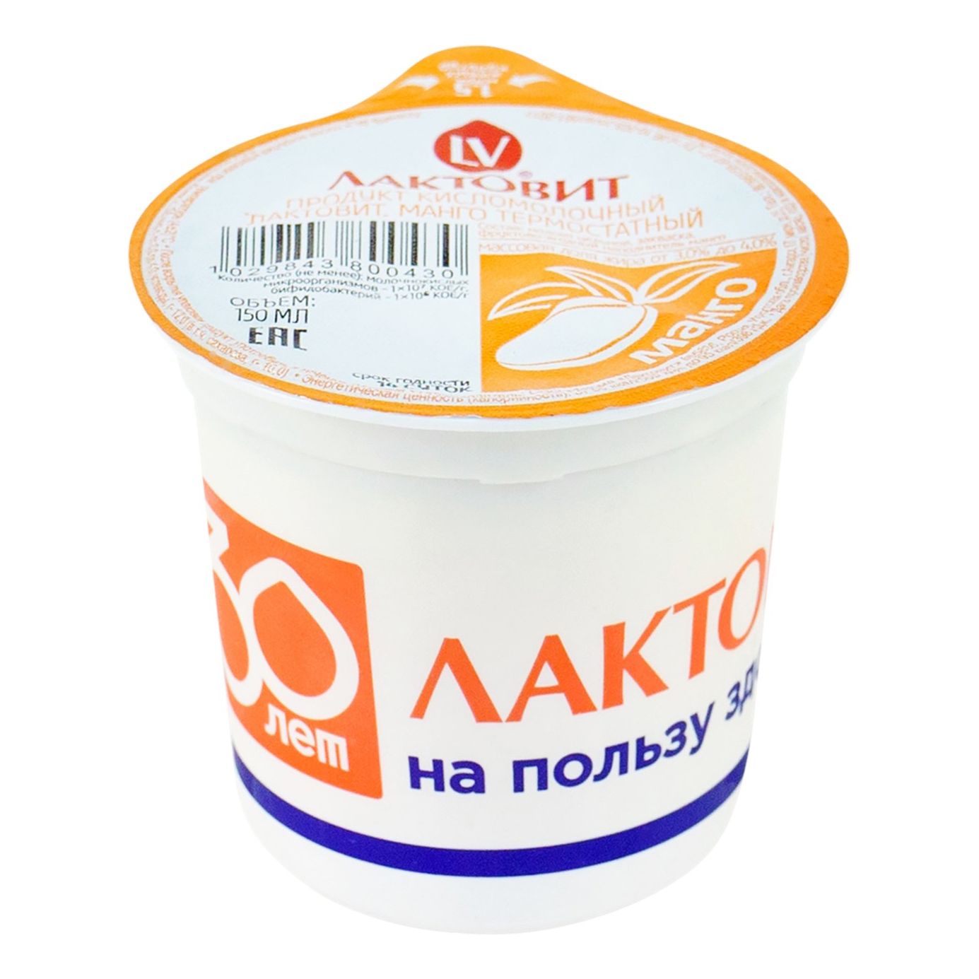 

Продукт кисломолочный Лактовит манго 3.2% 150 мл