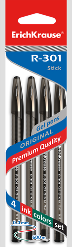 

Набор гелевых ручек ERICH KRAUSE R-301 Original Gel Stick 0,5мм черный Арт. 46798, 4шт