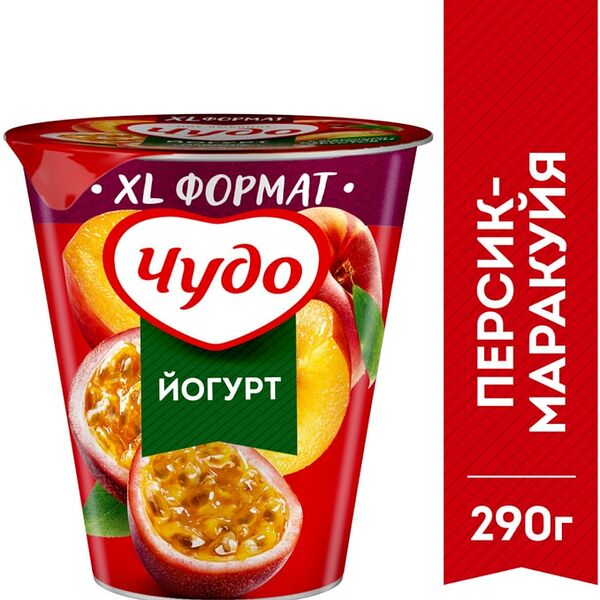 Йогурт Чудо Персик-Маракуйя 2% 290г