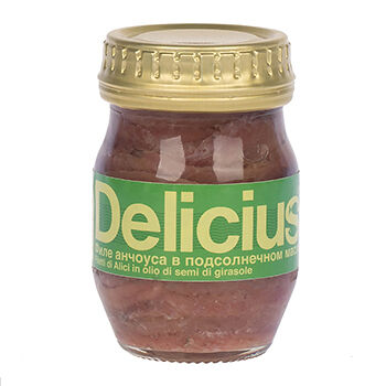 Филе анчоуса Delicius европейского в оливковом масле 60 г, Италия