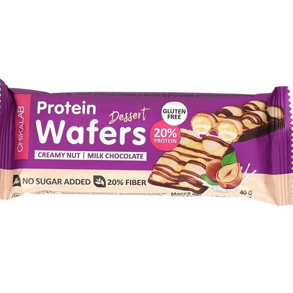 Chikalab Protein Wafers батончик вафельный двойной Cливочно-ореховый десерт 40 г 1 шт