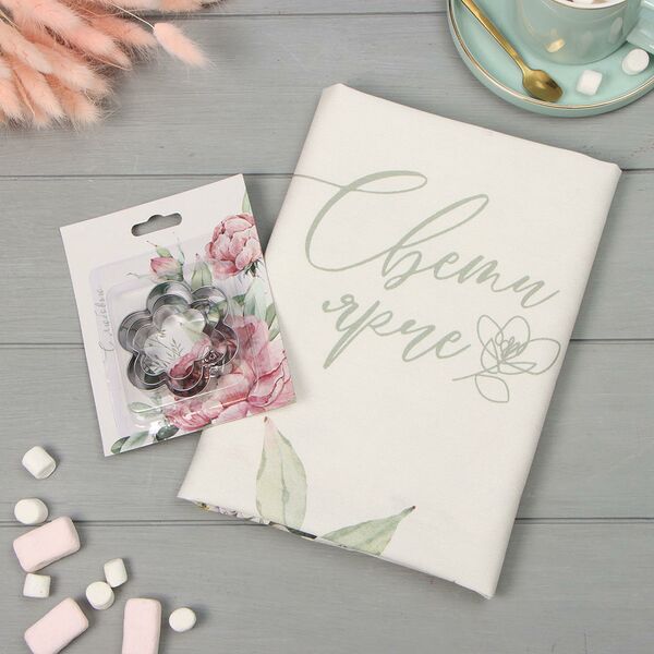 Набор подарочный Этель Tenderness: полотенце и формочки для печенья, саржа