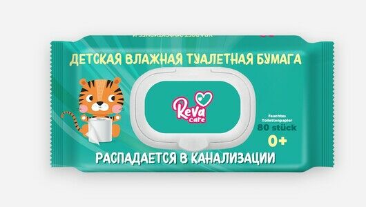 Бумага туалетная влажная Reva Care детская 80 шт