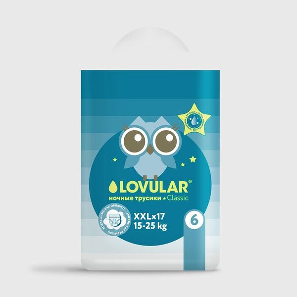 Подгузники-трусики Lovular ночные XXL 15-25кг 17шт