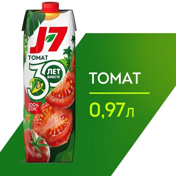 Сок J-7 100% Томатный с мякотью 970мл