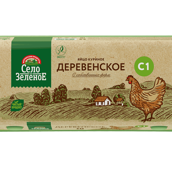 Яйцо куриное Село Зелёное Деревенское С1 10 шт. 600 г цвет яиц в ассортименте