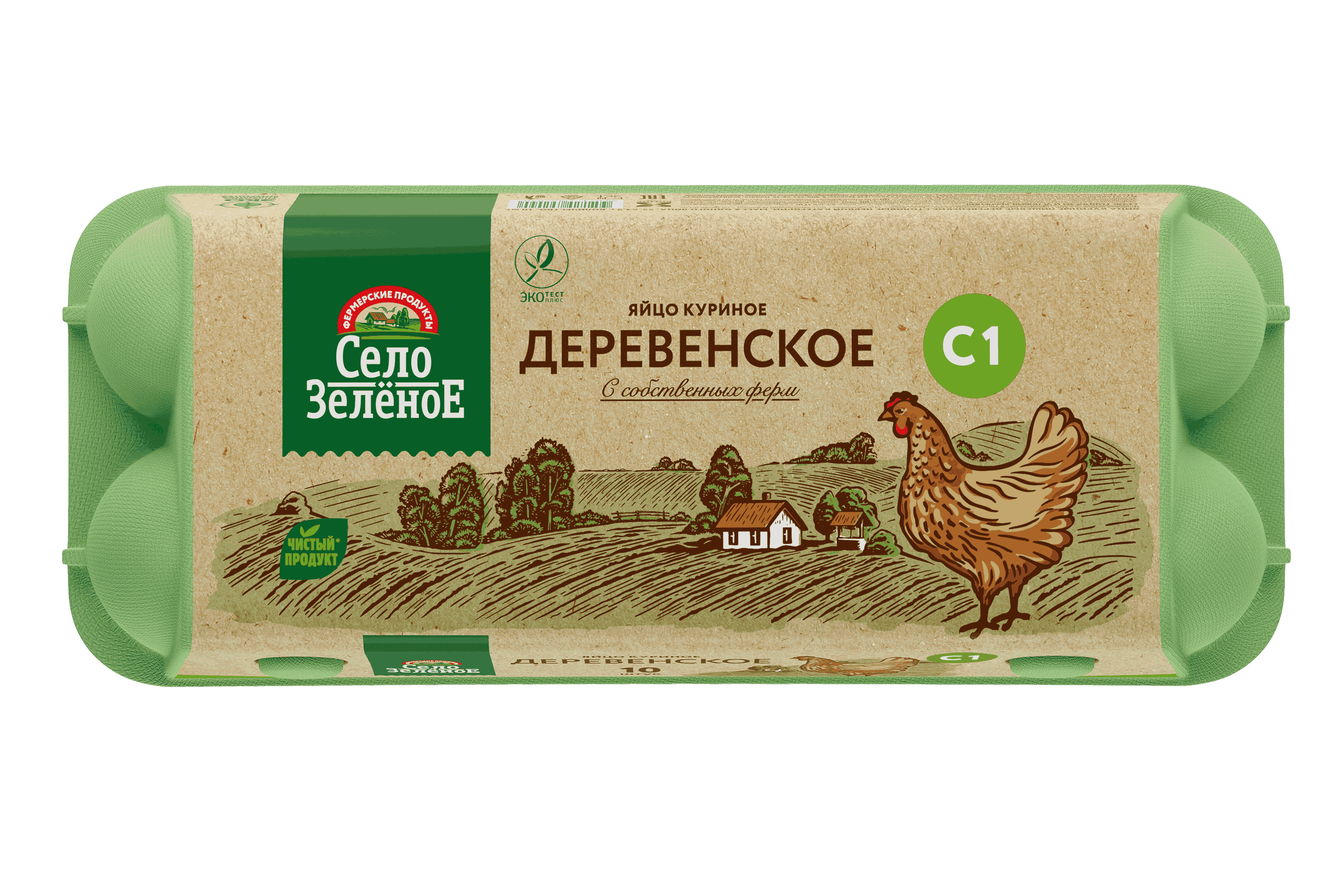 

Яйцо куриное Село Зелёное Деревенское С1 10 шт. 600 г цвет яиц в ассортименте