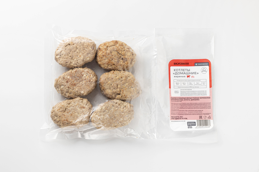 

Котлеты Домашние жареные, заморозка Продукт замороженный 400 г