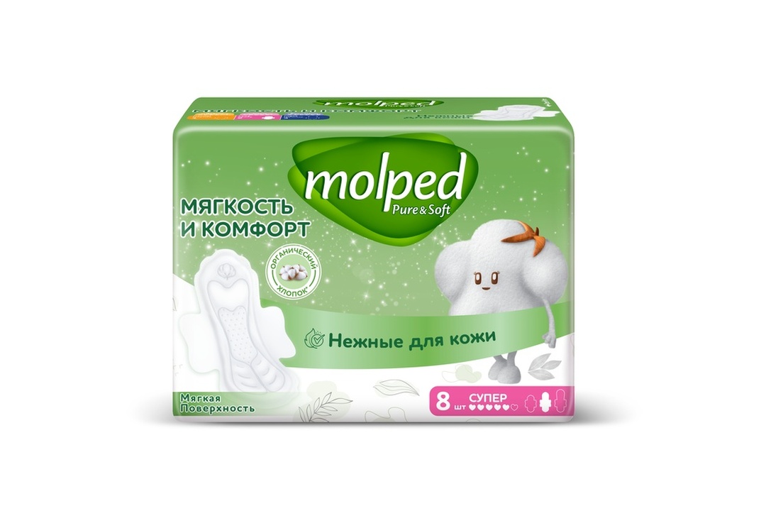 

Прокладки Molped Pure&Soft Супер c крылышками ультратонкие 8 шт