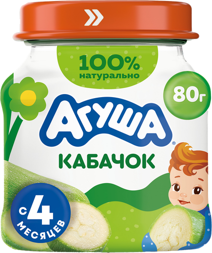 

Пюре овощное Агуша Кабачок с 4 месяцев, 80 г