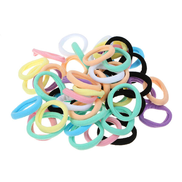 Юниlook резинки для волос 50шт, d4см полиэстер, 8 цветов, acs-85 в ассортименте