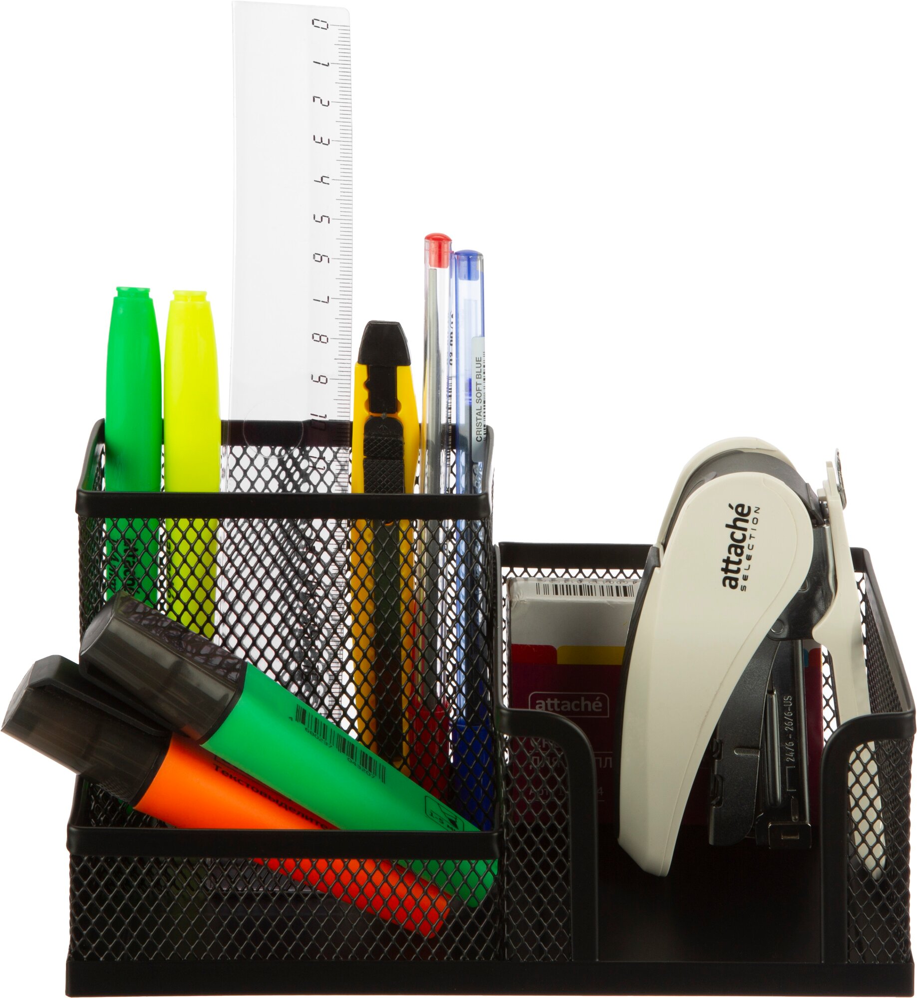 

Подставка-органайзер Attache для канцелярских принадлежностей 3 отделения черная 18.5x9.3x10.2 см