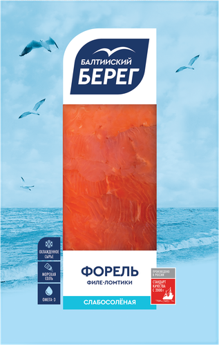 

Форель радужная филе-ломтики Балтийский берег слабосоленая 100 г