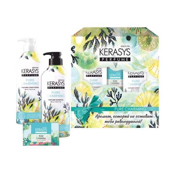 Набор подарочный Kerasys Pure & Charming шампунь, кондиционер и мыло