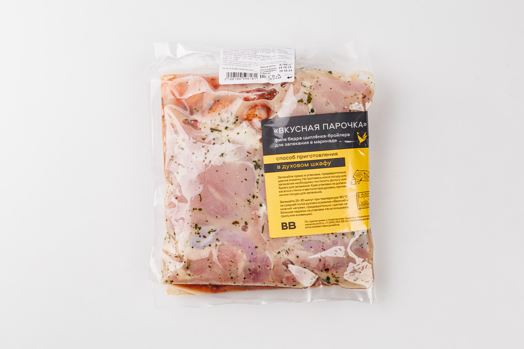 

Филе бедра цыпленка бройлера Вкусная парочка для запекания в маринаде, 700 г