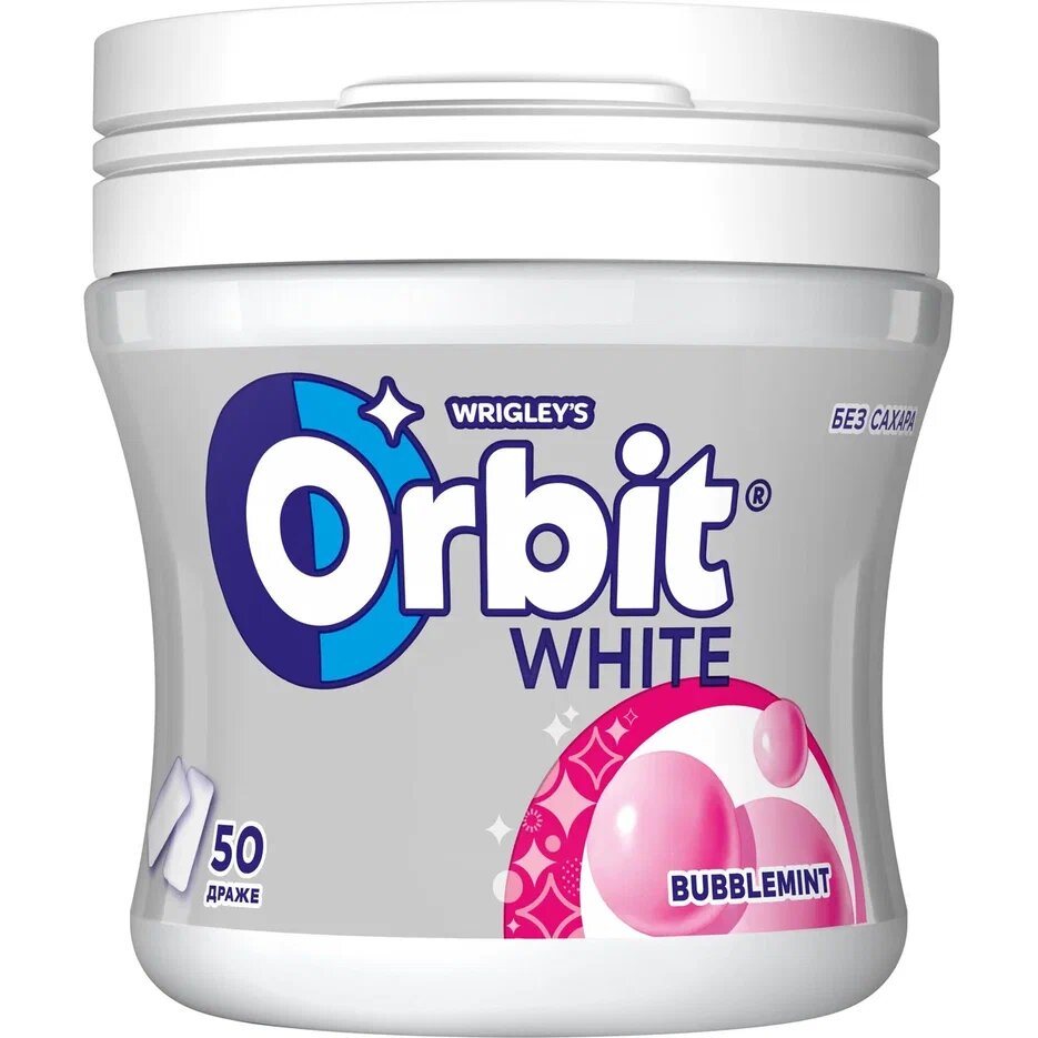 

Жевательная резинка Orbit White Bubblemint без сахара 68 г