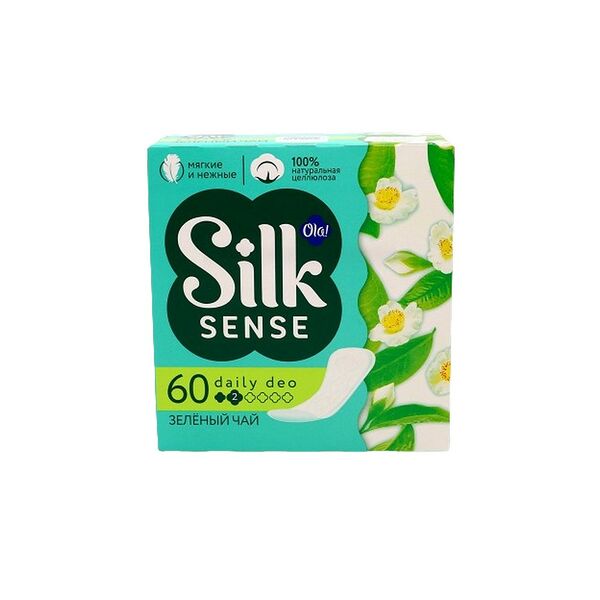 OLA! SILK SENSE DAILY DEO Прокладки женские гигиенические впитывающие ароматизированные на каждый день Зеленый чай уп.60