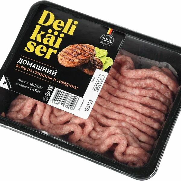 Фарш Delikaiser Домашний из свинины и говядины охлажденный 400г