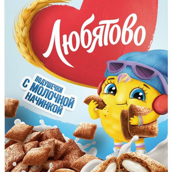 Готовый завтрак подушечки Любятово с молочной начинкой, 220г