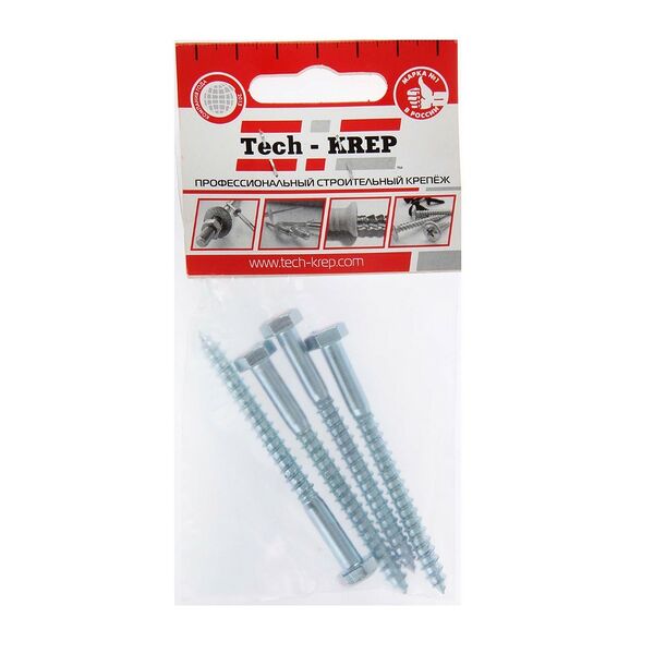 Болт сантехнический Tech-Krep, оцинкованный, 6х70 мм, 4 шт