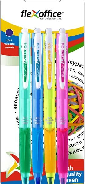 Набор ручек Flexoffice Laris шариковые масляные автомат 0.5мм синие 4шт