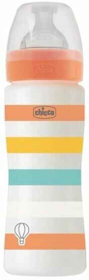 Бутылочка Well-Being Uni, 4 мес+, 330мл, оранжевая, с силиконовой соской, быстрый поток