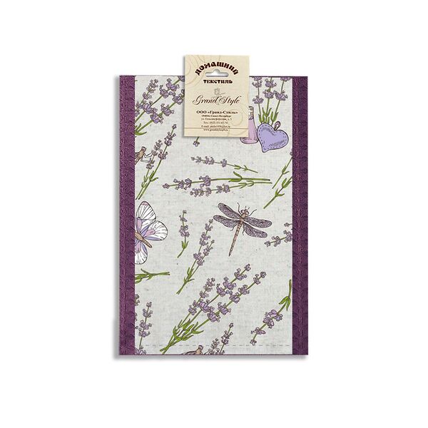 Набор кухонных полотенец Лаванда, 2 шт, 39х60 см, полулён, вафля, шелкография