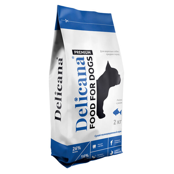 Корм для собак средних пород DELICANA лосось с рисом