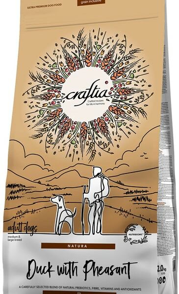Сухой корм для собак Craftia Natura для средних и крупных пород из утки с фазаном 2кг