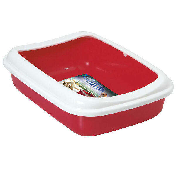 Туалет для кошек с бортиком 38х28х10,5см красный