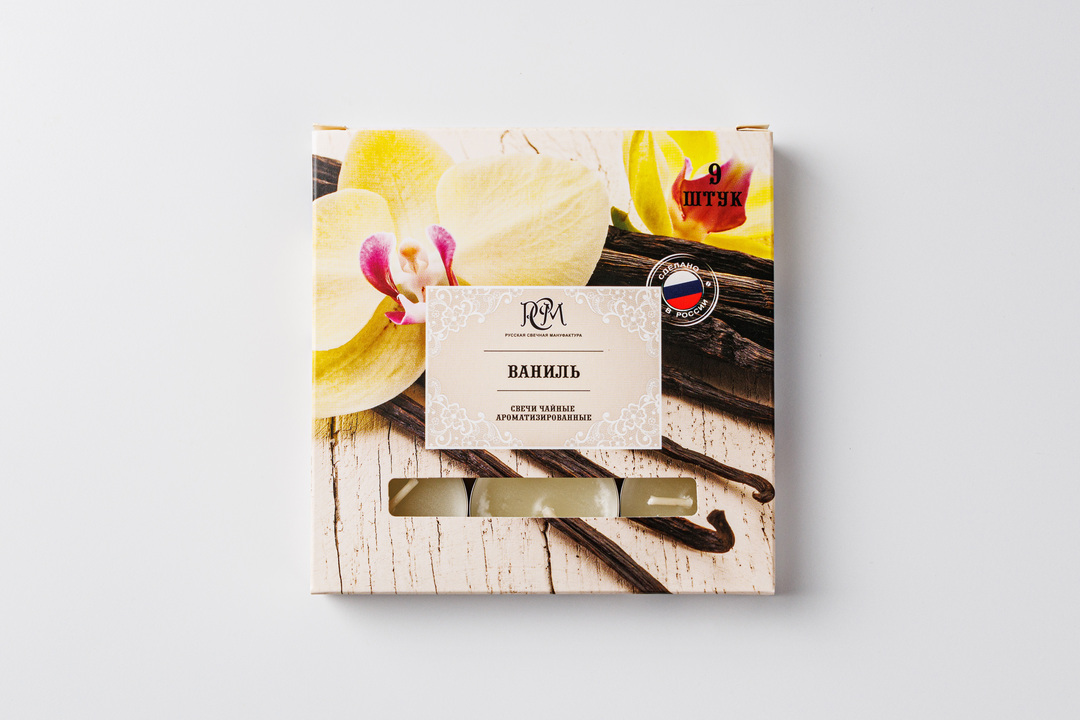 

Свечи чайные ароматизированные - ваниль ТМ РСМ 9шт
