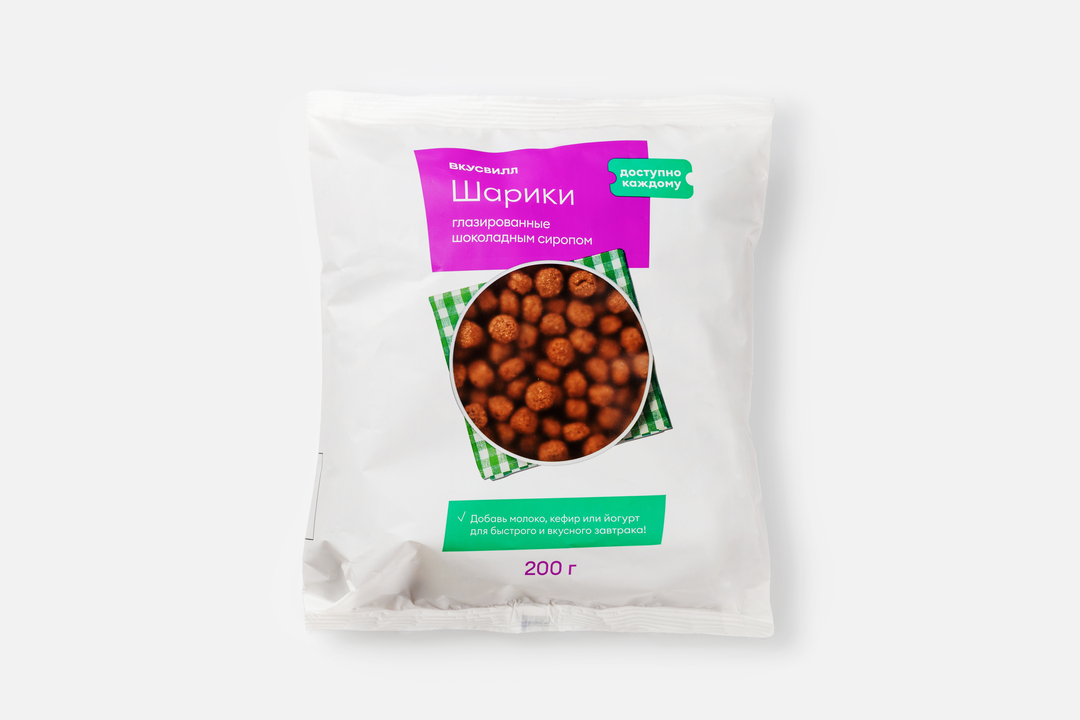 

Готовый завтрак Вкусвилл с шоколадным сиропом "Шарики"