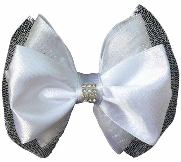 Бантики белые маленькие сетка, 2 шт в ассортименте