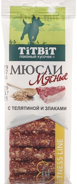 Лакомство для собак TiTBiT Мюсли мясные с телятиной и злаками 40г