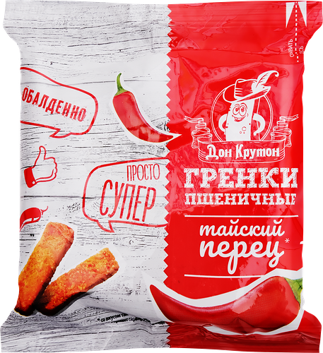 Гренки пшеничные Дон Крутон со вкусом тайского перца, 55 г