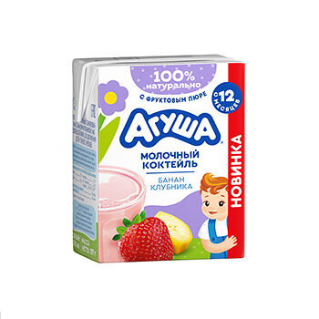 Коктейль молочный Агуша банан-клубника, 190мл