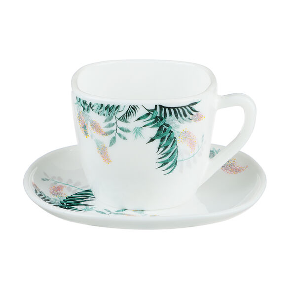 Millimi тропикана чайная пара (чашка 220мл., блюдце 14 см) опаловое стекло, 20048