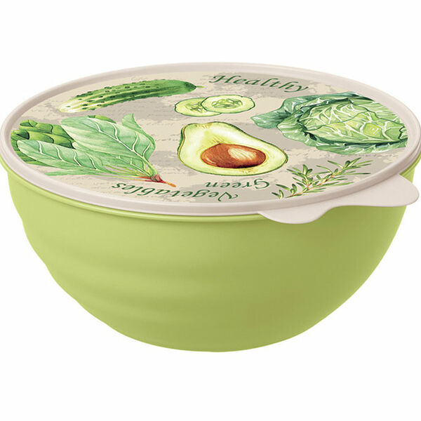 Миска Wave Vegetables Green (Вейв Веджетебл Грин) с крышкой c декором, 0,85 л ТМ Phibo (Фибо)